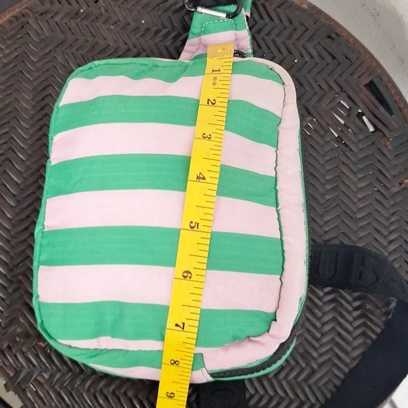 BAGGU Pink Green Awning Stripe Puffy Fanny Pack - Picture 7 of 13